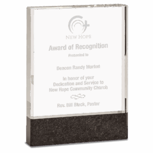 6" x 8" Clear Fusion Crystal Award with Genuine Black Marble
