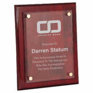 8" x 10" Rosewood Piano Finish Floating Glass Plaque