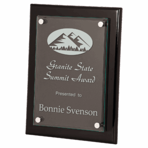 9" x 12" Black Piano Finish Floating Glass Plaque