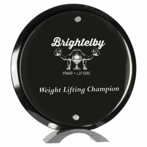 10" Round Black Piano Finish Floating Acrylic Standup