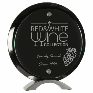 8 1/2" Round Black Piano Finish Floating Acrylic Standup