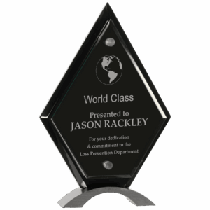 10" Diamond Black Piano Finish Floating Jade Glass Standup