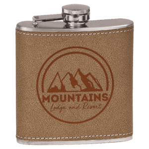 6 oz. Leather Laserable Stainless Steel Flask