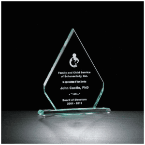 7" x 8 1/2" Diamond Series Glass Award