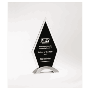 5 5/8" x 9 5/8" Beveled Clear Glass with Black Silkscreen and Silver Aluminum Accent Base