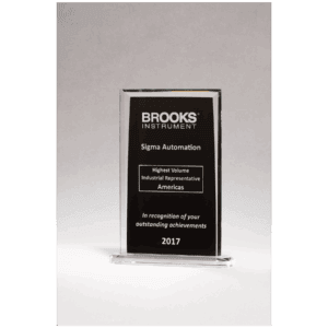 6 3/4 x 10 1/4" Rectangular Glass Award with Black Silkscreened Center