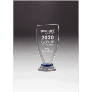 4" x 8 1/4" Chalice Series Sapphire Glass Award with Blue and Clear Glass Pedestal Base
