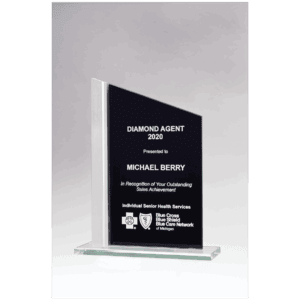 6 1/8" x 9 3/4" Zenith Series Black Silkscreened Glass with Brushed        Aluminum