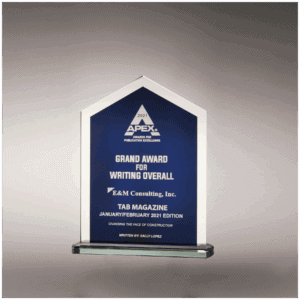 6 1/8" x 7 3/4" Pinnacle Series Glass with Blue Silkscreened Center and Silver Mirror Border