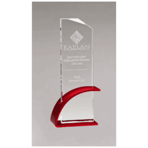 3 7/8" x 9 3/8" x 1/2" Thick Glass Award, Arched Base with Matte Metallic Finish