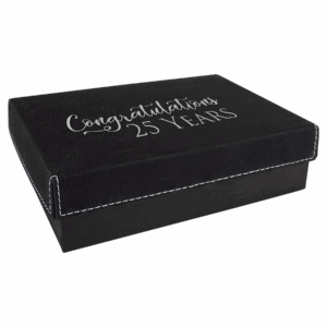 7 3 8" x 5 3/4" Black/Silver Gift Box with Laserable Leatherette Lid