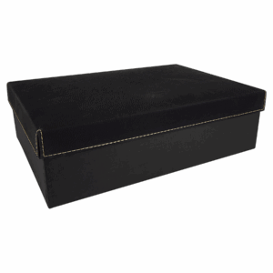 12" x 8" Black/Gold Gift Box with Laserable Leatherette Lid