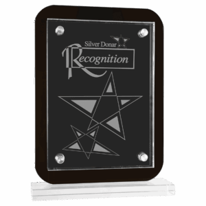 7 1/2" x 10" Black Floating Glass Standup Plaque