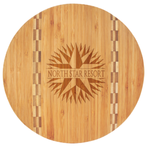 11 3/4" Round Bamboo Cutting Board with Butcher Block Inlay