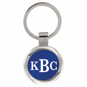3" Blue Laserable Round Keychain