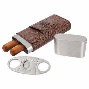 Football Laserable Leatherette Cigar Case with Cutter