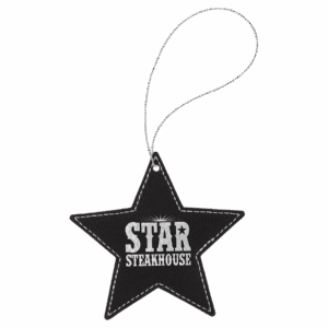 Laserable Leatherette Star Ornament with Silver String
