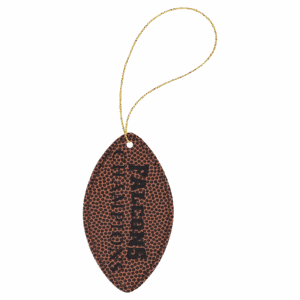 Football Laserable Leatherette Ornament with Gold String