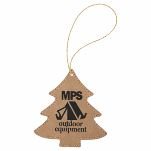 Laserable Leatherette Tree Ornament with Gold String