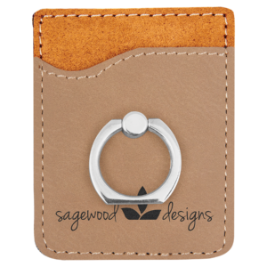 Laserable Leatherette Phone Wallet with Silver Ring