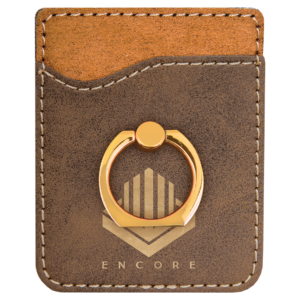 Rustic/Gold Laserable Leatherette Phone Wallet with Gold Ring