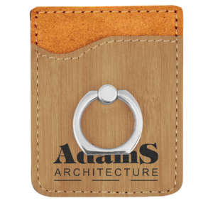 Bamboo Laserable Leatherette Phone Wallet with Silver Ring