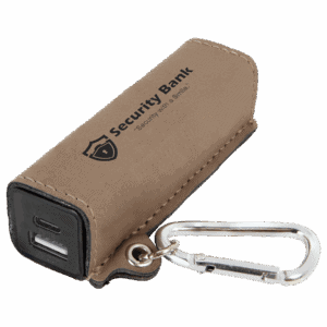 Laserable Leatherette 2200 mAh Power Bank with USB-C Cord