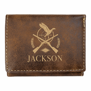 3" x 4" Rustic/Gold Laserable Leatherette Trifold Wallet