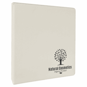 10 1/2" x 11 1/2" White Laserable Leatherette 3 Ring Binder with 1" Slant DRings