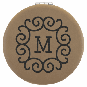 2 1/2" Laserable Leatherette Compact Mirror