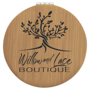 2 1/2" Bamboo Laserable Leatherette Compact Mirror