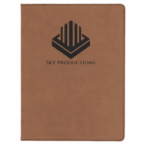 9 1/2" x 12" Dark Brown Laserable Leatherette Portfolio with Notepad