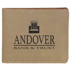 4 1/2" x 3 1/2" Laserable Leatherette Bifold Wallet