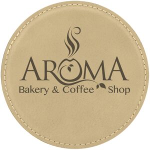 4" Round Laserable Leatherette Coaster