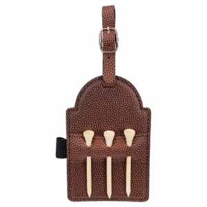5" x 3 1/4" Football Laserable Leatherette Golf Bag Tag with 3 Wooden Tees