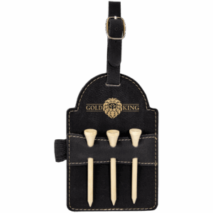 5" x 3 1/4" Laserable Leatherette Golf Bag Tag with 3 Wooden Tees