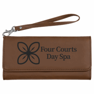 7 1/2" x 4" Laserable Leatherette Wallet with Strap