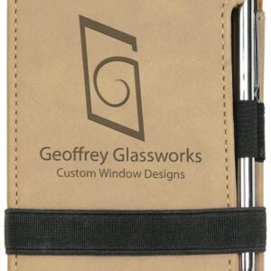 3 1/4" x 4 3/4" Laserable Leatherette Mini Notepad with Pen