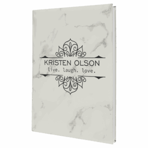 7" x 9 3/4" White Marble Laserable Leatherette Journal with Lined Notepad