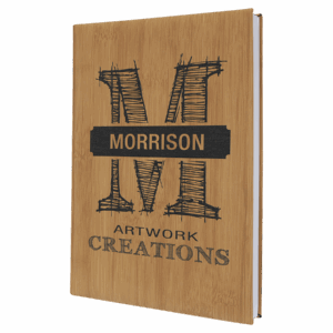 7" x 9 3/4" Bamboo Laserable Leatherette Sketch Book with Unlined Notepad