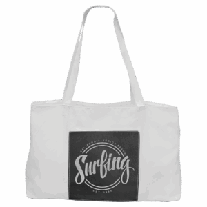 19" x 12" White Bag with 5" Black/Silver Laserable Leatherette Gusset