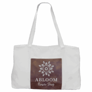 19" x 12" White Bag with 5" Rustic/Silver Laserable Leatherette Gusset