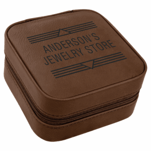 4" X 4" Laserable Leatherette Travel Jewelry Box with Tan Lining