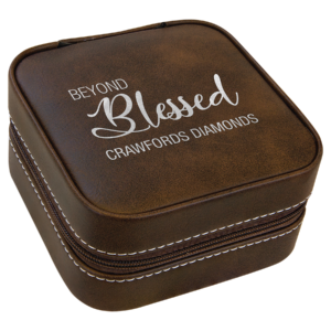 4" X 4" Leatherette Travel Jewelry Box with Tan Lining