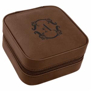 4" X 4" Laserable Leatherette Travel Jewelry Box with Black Lining