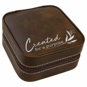 4" X 4" Rustic/Silver Laserable Leatherette Travel Jewelry Box with Black Lining