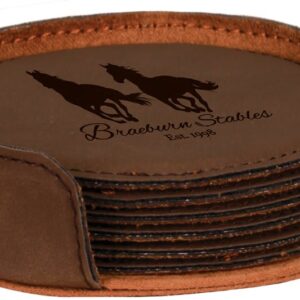 4" Round Laserable Leatherette 6-Coaster Set