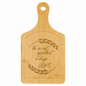 13 1/2" x 7" Bamboo Cutting Board Paddle Shape with Drip Ring