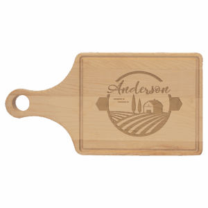 13 1/2" x 7" Maple Cutting Board Paddle Shape with Drip Ring