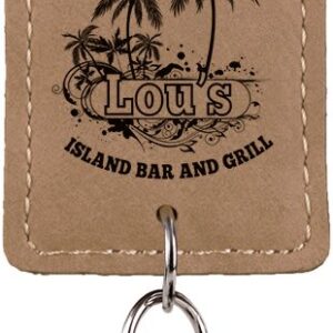 Rectangle Laserable Leatherette Bottle Opener Keychain